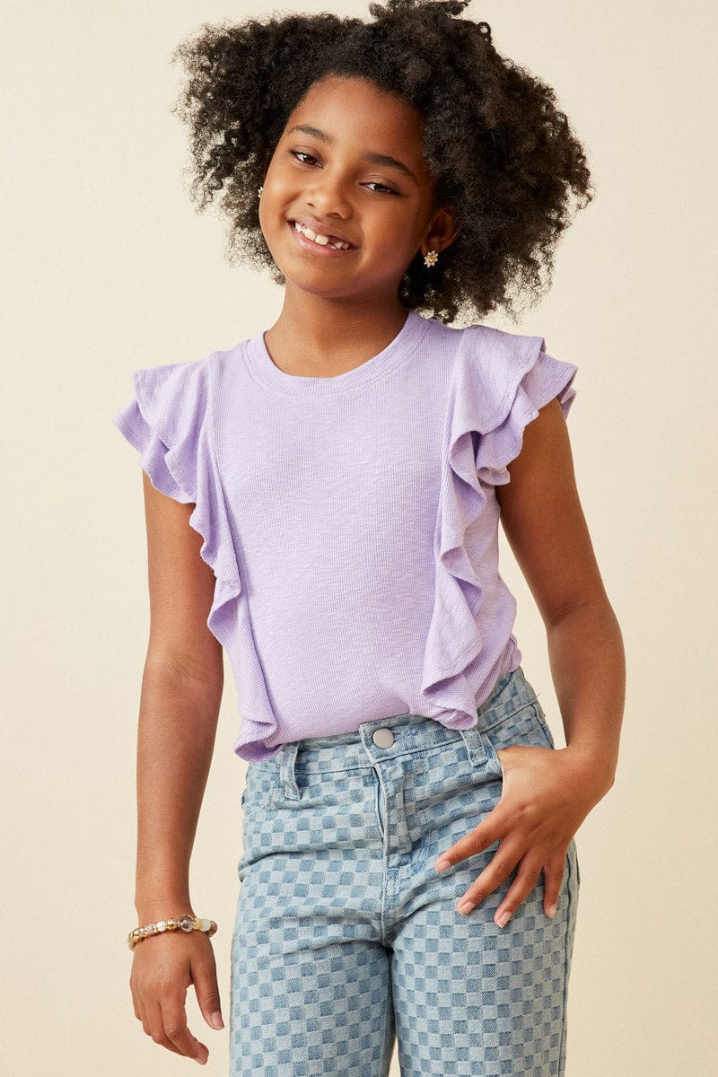 Layered Ruffle Knit Top, Lavender