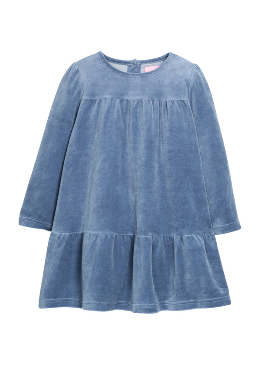 Lisle Dress, Dusty Blue Velour