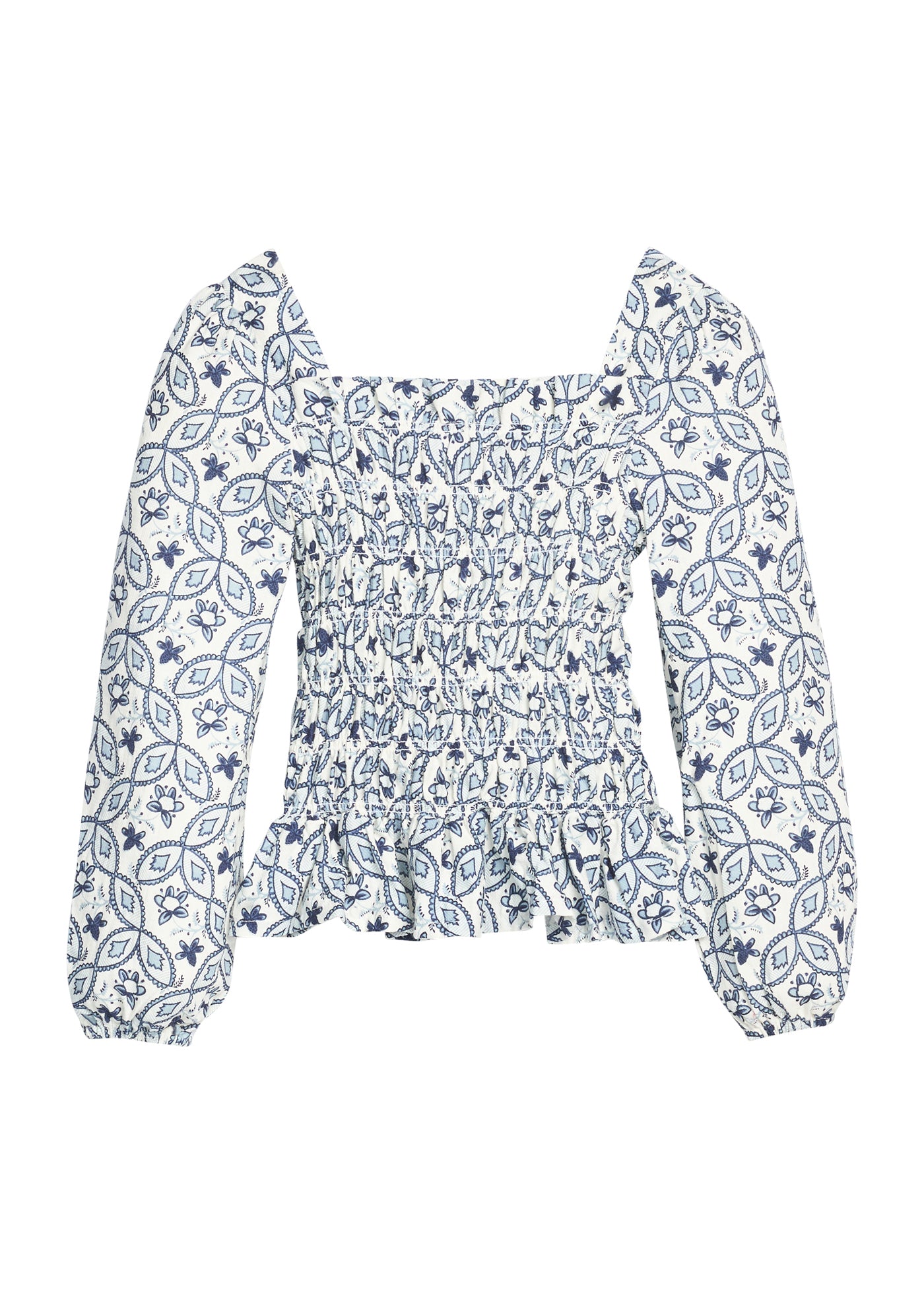 Long Sleeved India Top, Islington Indigo