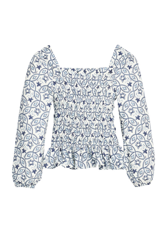 Long Sleeved India Top, Islington Indigo