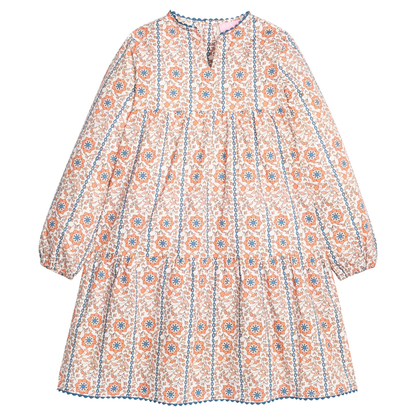 Long Sleeved Positano Dress, Verbier Vines Orange