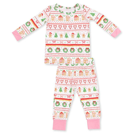 Gingerbread Fair Isle Pink, Long Sleeve Loungewear Set