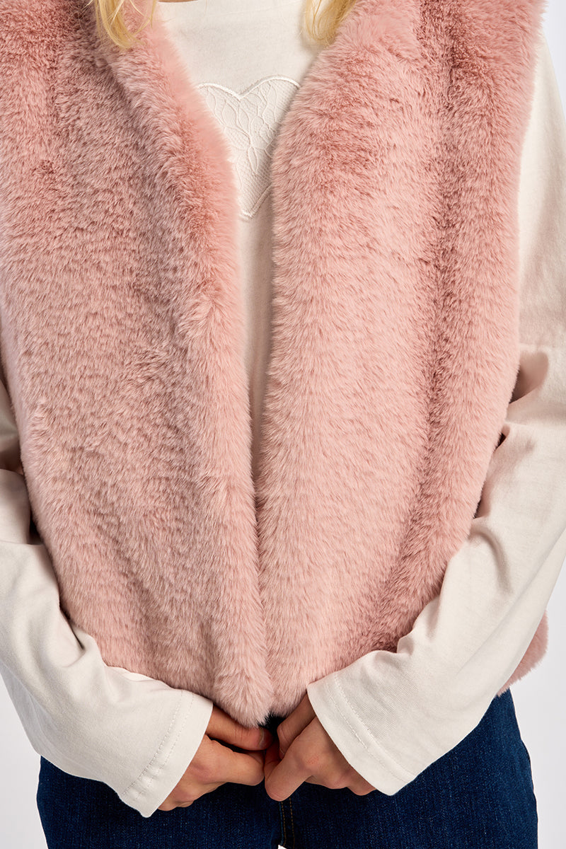Faux Fur Vest, Blush
