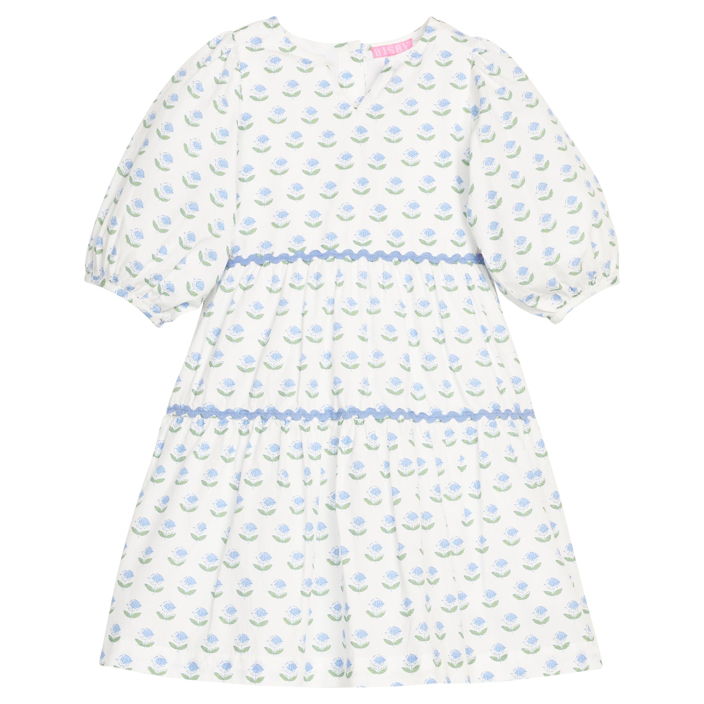 Madaket Dress, Blue Tulip Block Print