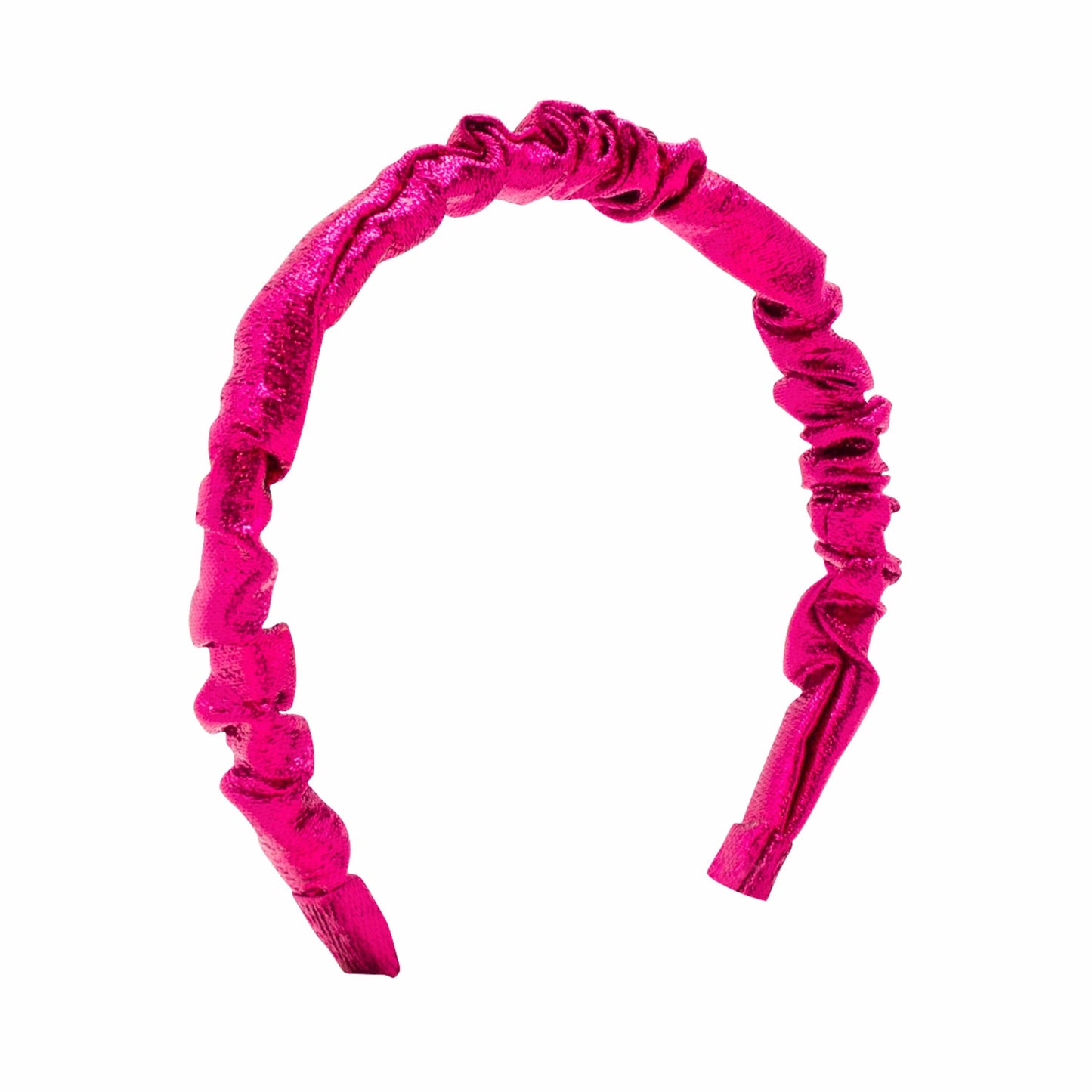 Metallic Ruffle Headband - Fuschia