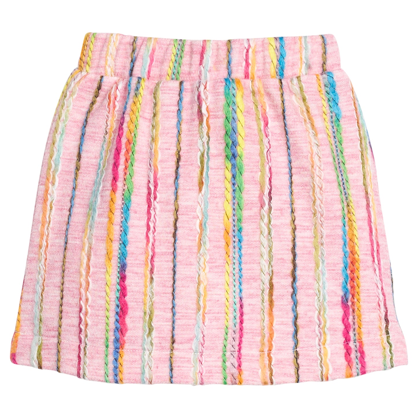 Mini Skirt, Wavy Pink Multi Wool