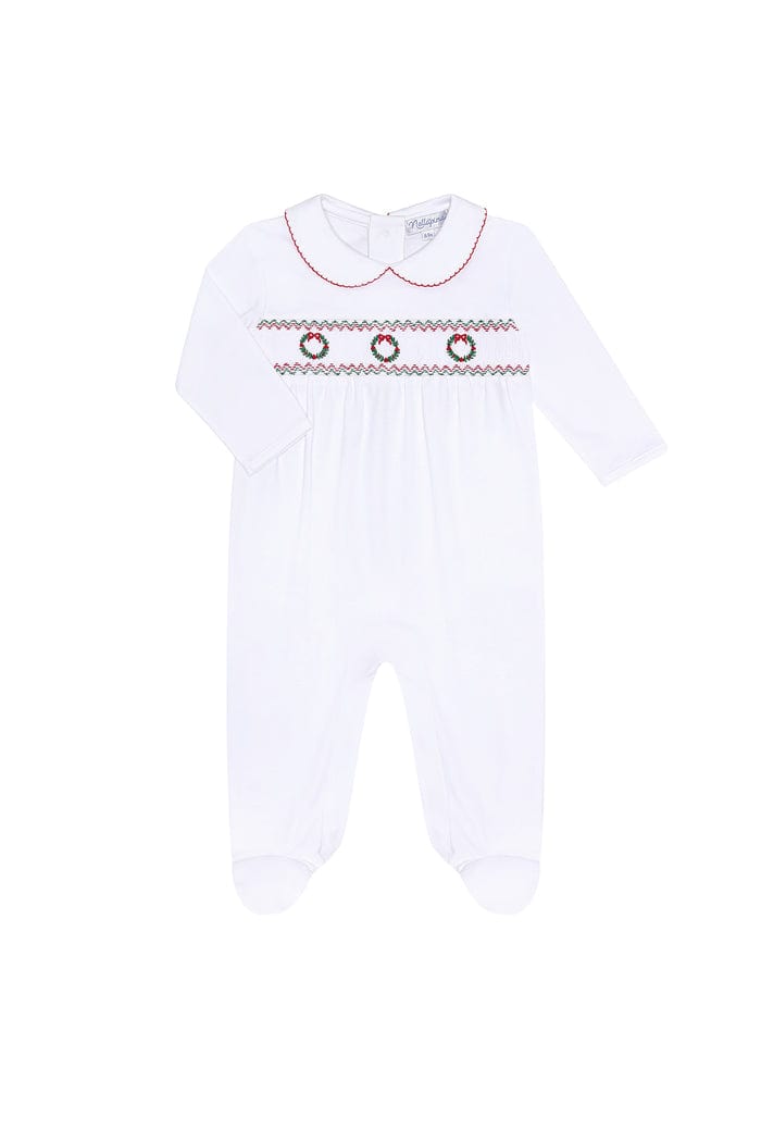 Christmas Wreath Smocked Footie