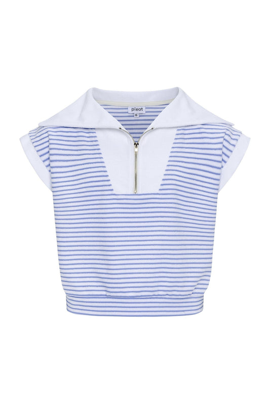 Callie Top, Blue/White French Terry
