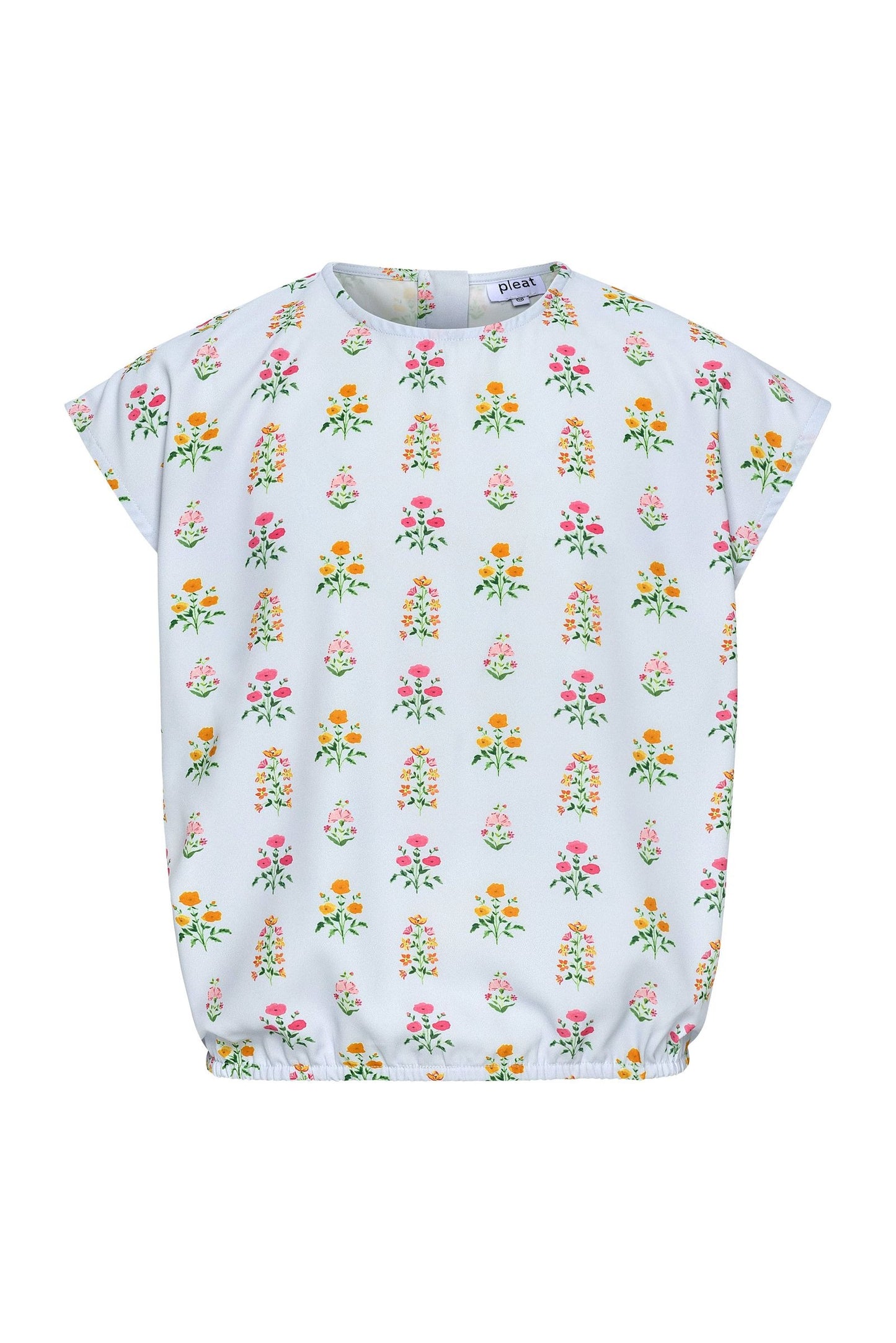 Emma Top, Blue Floral Block Print