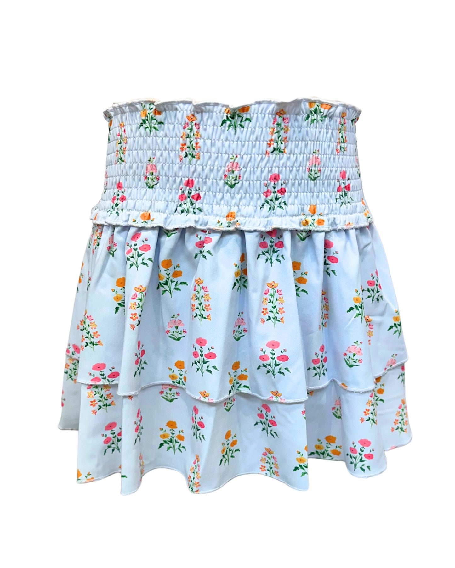 Scottie Skirt, Blue Floral Block Print