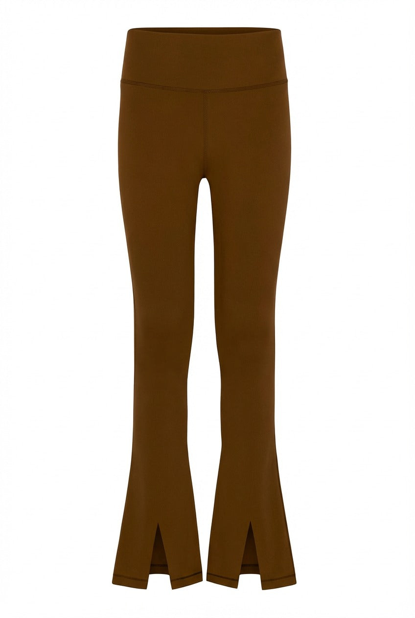 Adele Split Flare Leggings, Brown
