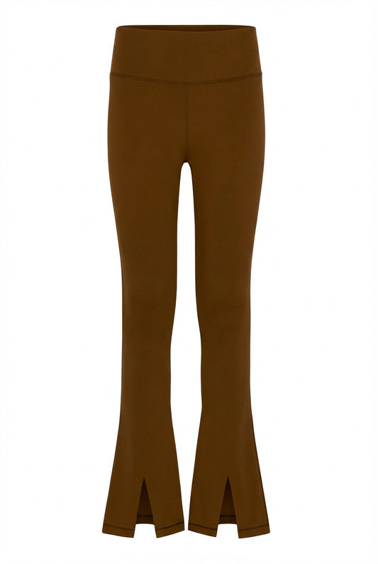 Adele Split Flare Leggings, Brown