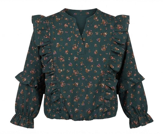 Katie Top, Evergreen Vintage Floral