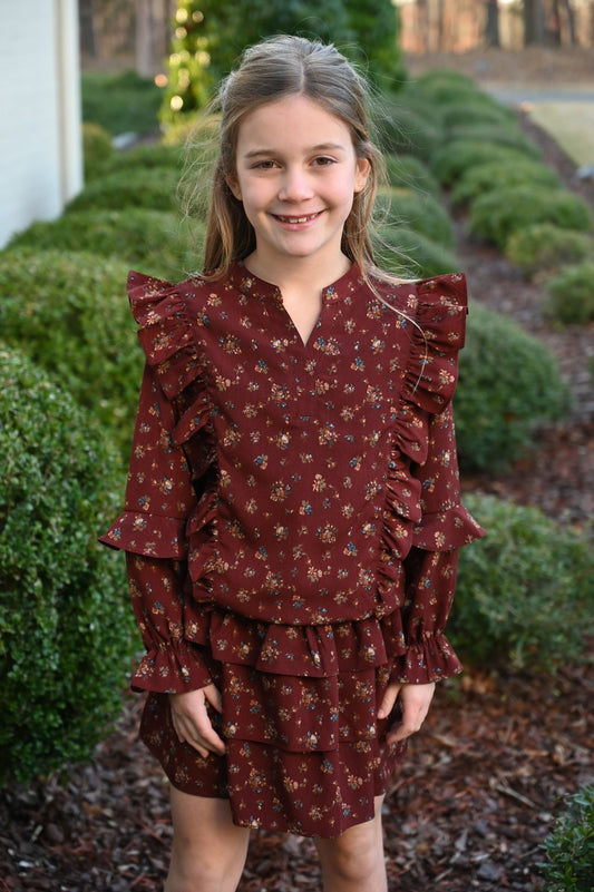 Abby Skort, Burgundy Vintage Floral