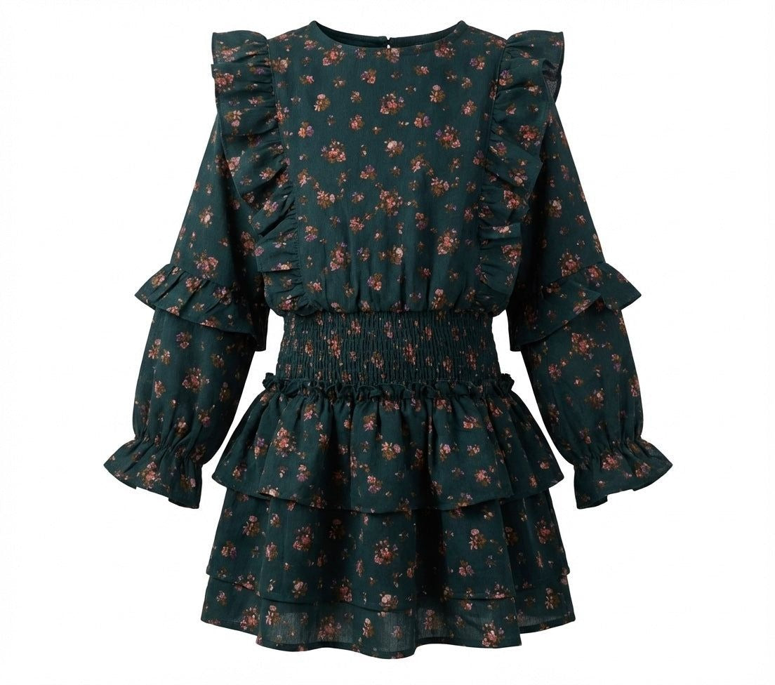 Charlie Dress, Evergreen Vintage Floral