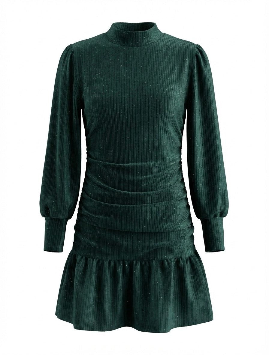 Serena Dress, Dark Green Velour