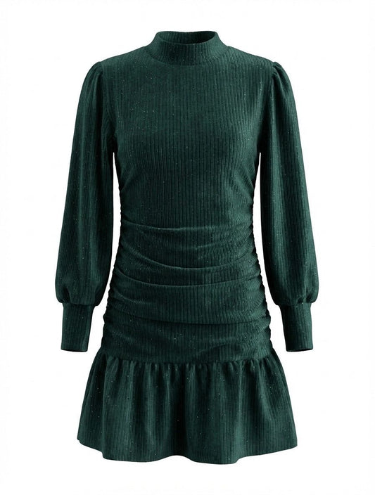 Serena Dress, Dark Green Velour