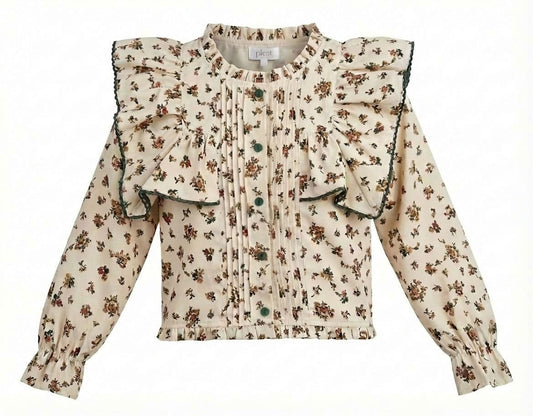Effie Top, Cream Vintage Floral