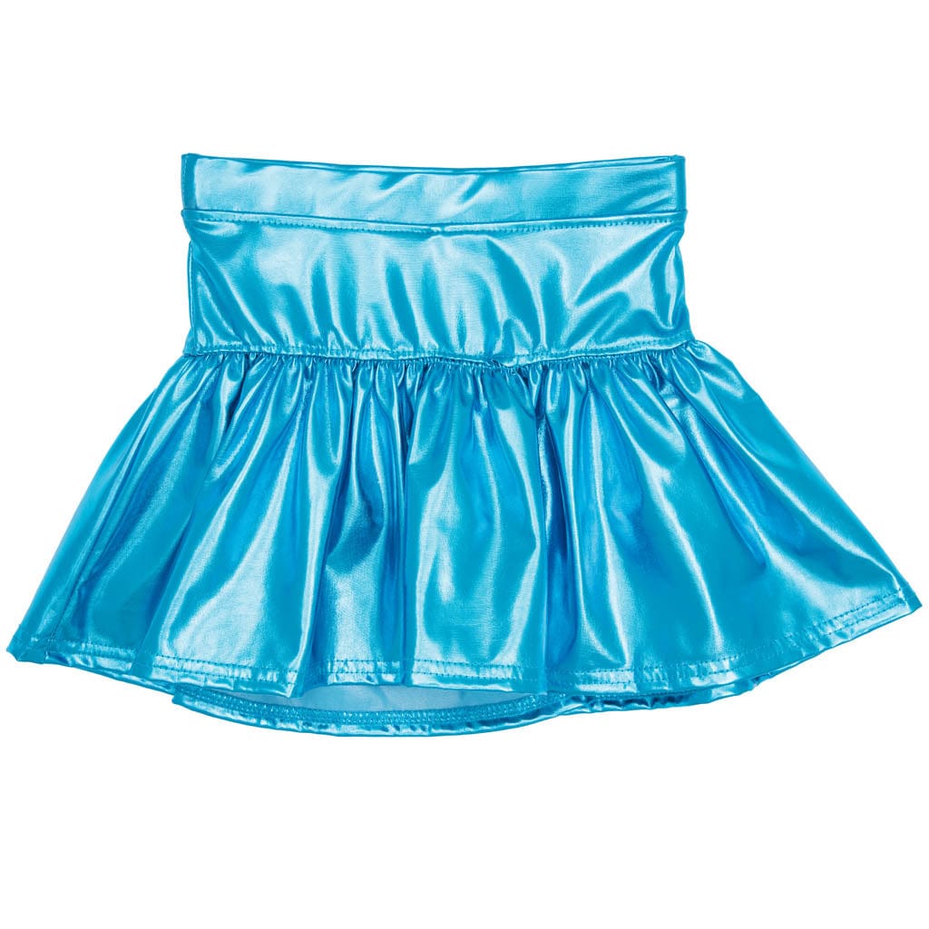 Metallic Gathered Skort, Turquoise