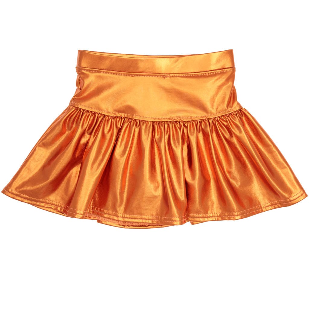 Metallic Drop Waist Skort, Orange