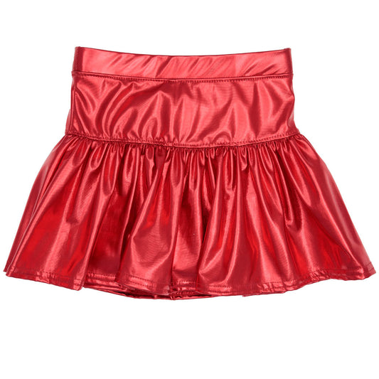 Metallic Gathered Skort, Red