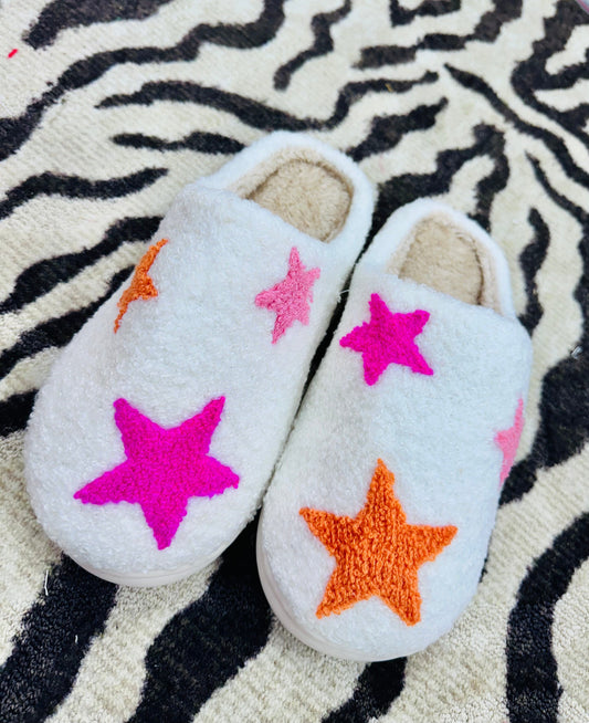 Pink & Orange Stars Slippers