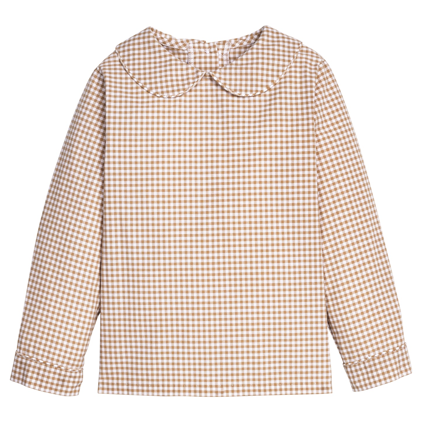 Peter Pan Shirt, Khaki Gingham