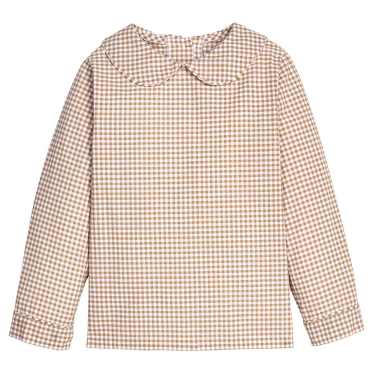 Peter Pan Shirt, Khaki Gingham