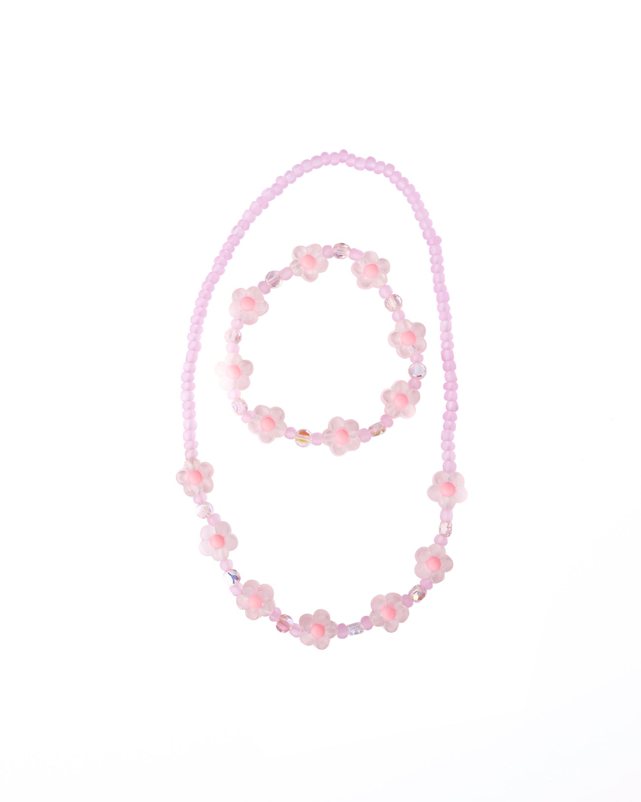 Pink Crystal Blooms Necklace & Bracelet Set