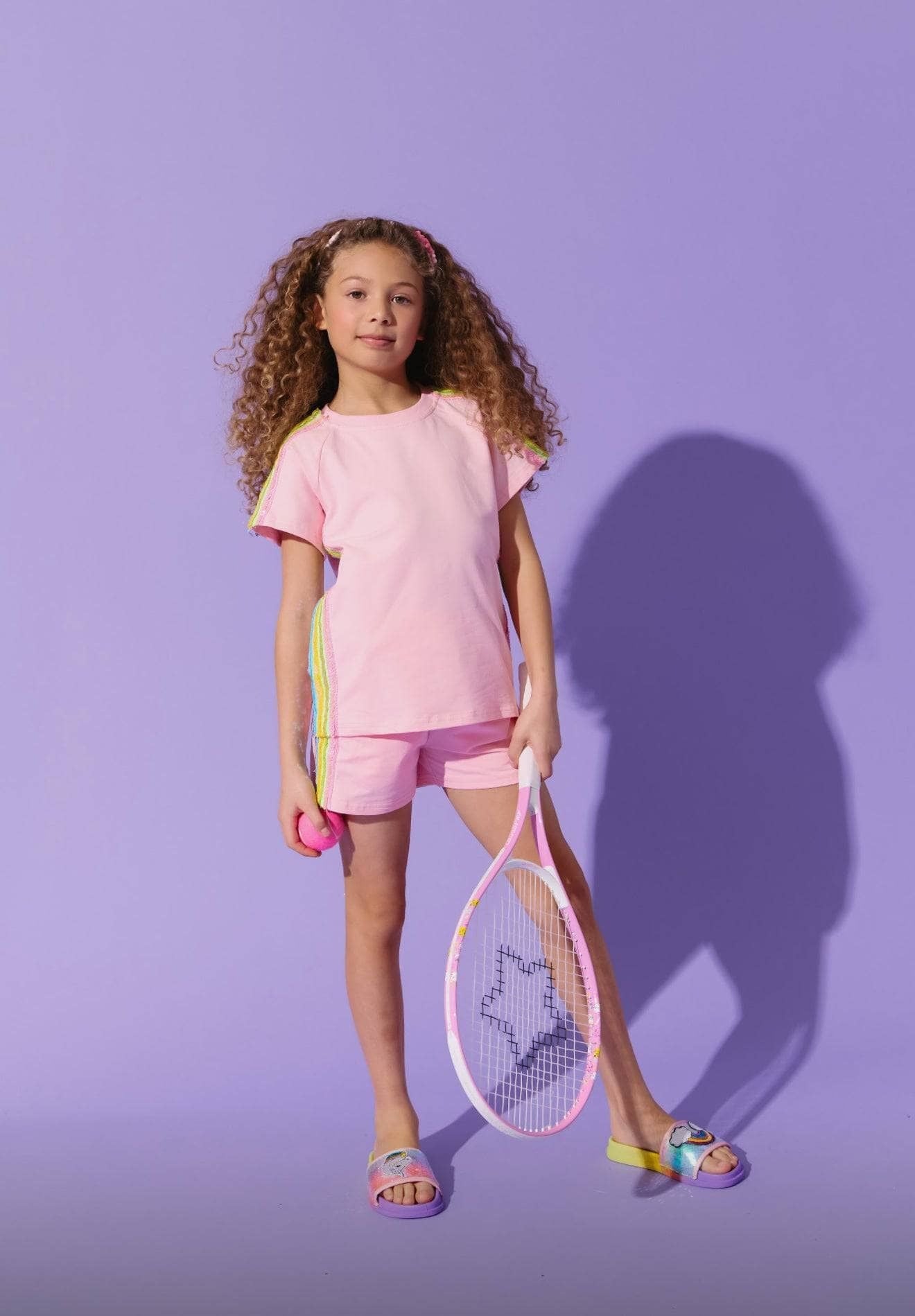 Pink Rainbow Stripe Short Set