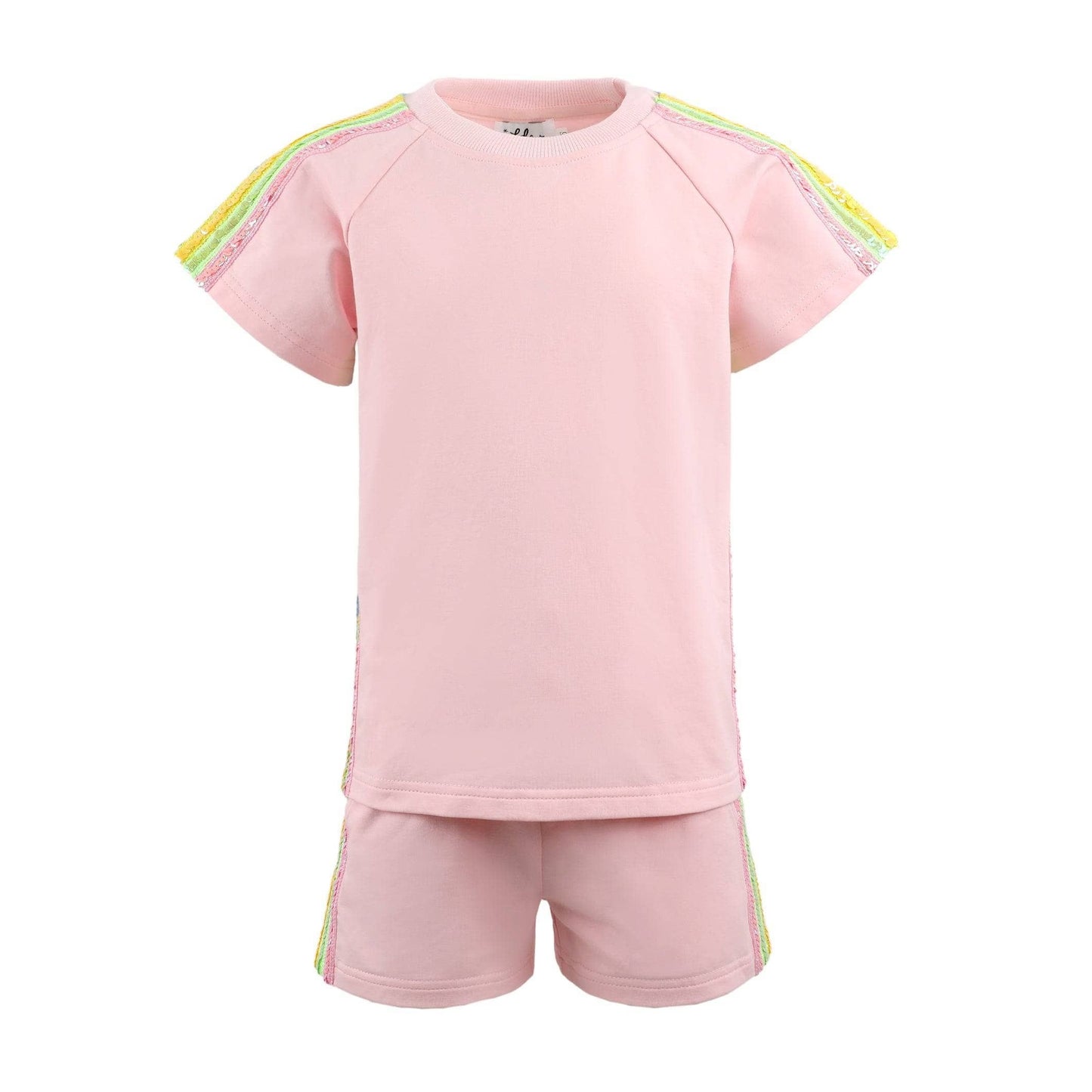 Pink Rainbow Stripe Short Set