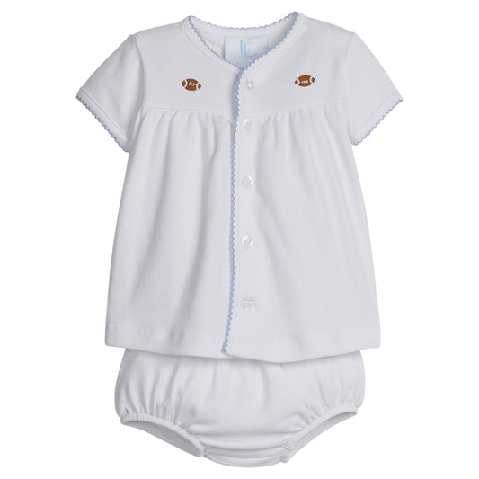 Pinpoint Layette Knit Set, Football