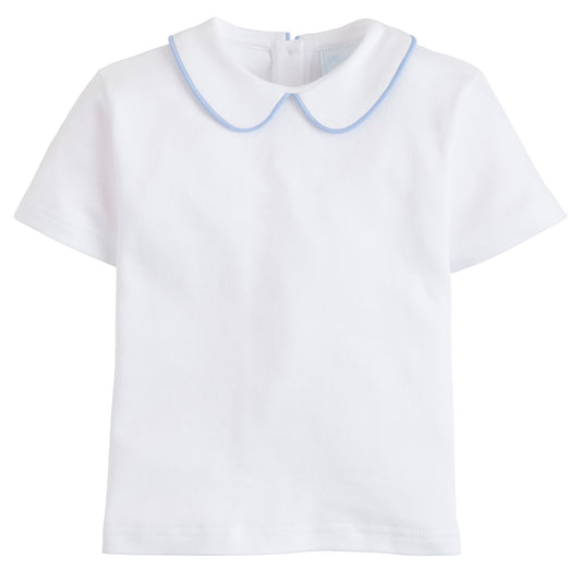 Piped Peter Pan Short Sleeve, Light Blue