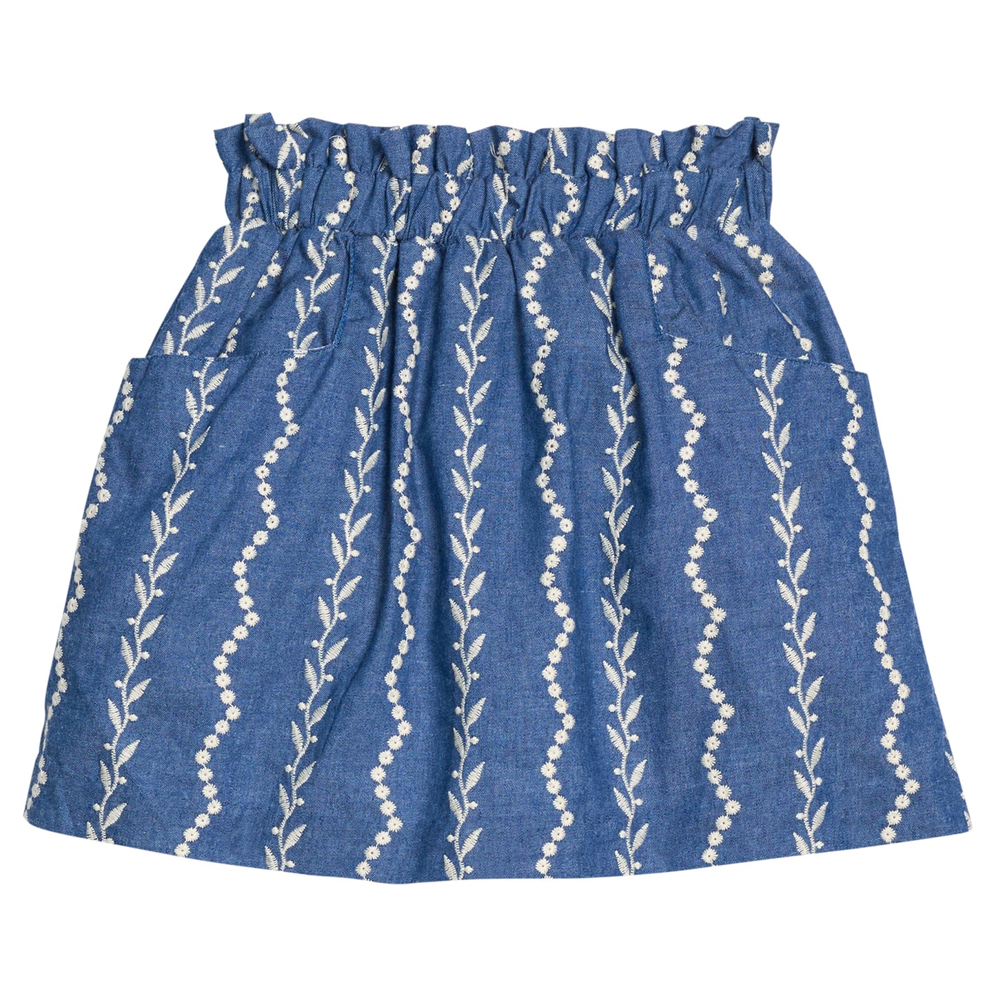 Portofino Skirt with Pockets, Chamonix Chambray Embroidery