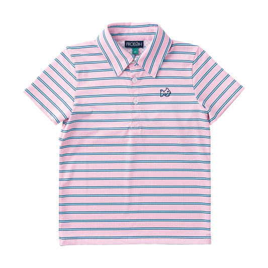 Pro Performance Polo, Pink Frosting Sea Island Stripe