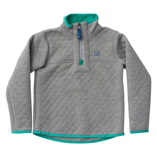 Quilted Zip Pullover, Heather Gray