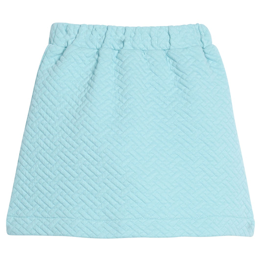 Quilted Mini Skirt - Aqua Quilted Trellis