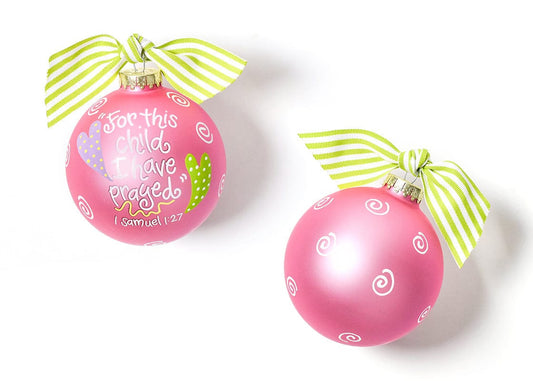 "For This Child" Glass Ornament - Pink