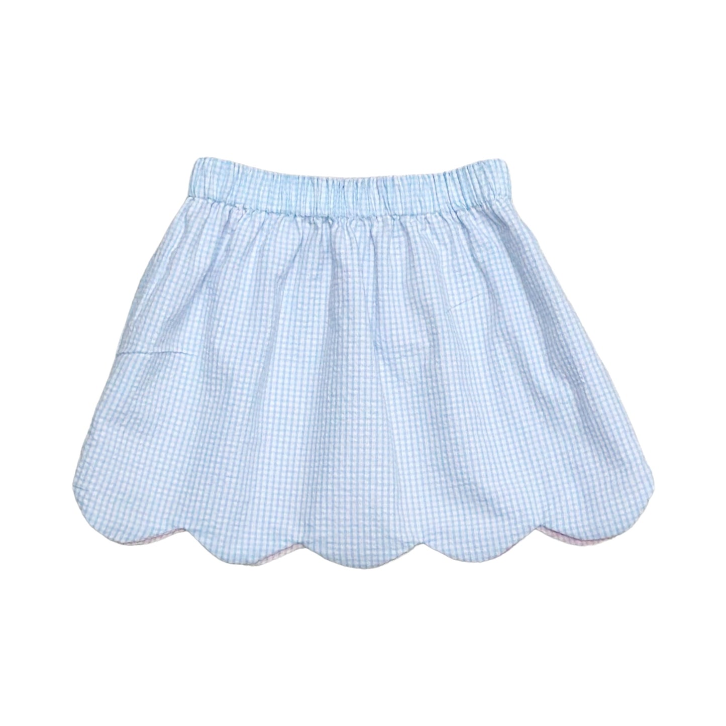 Reversible Kendall Skirt, Light Blue & Pink Seersucker