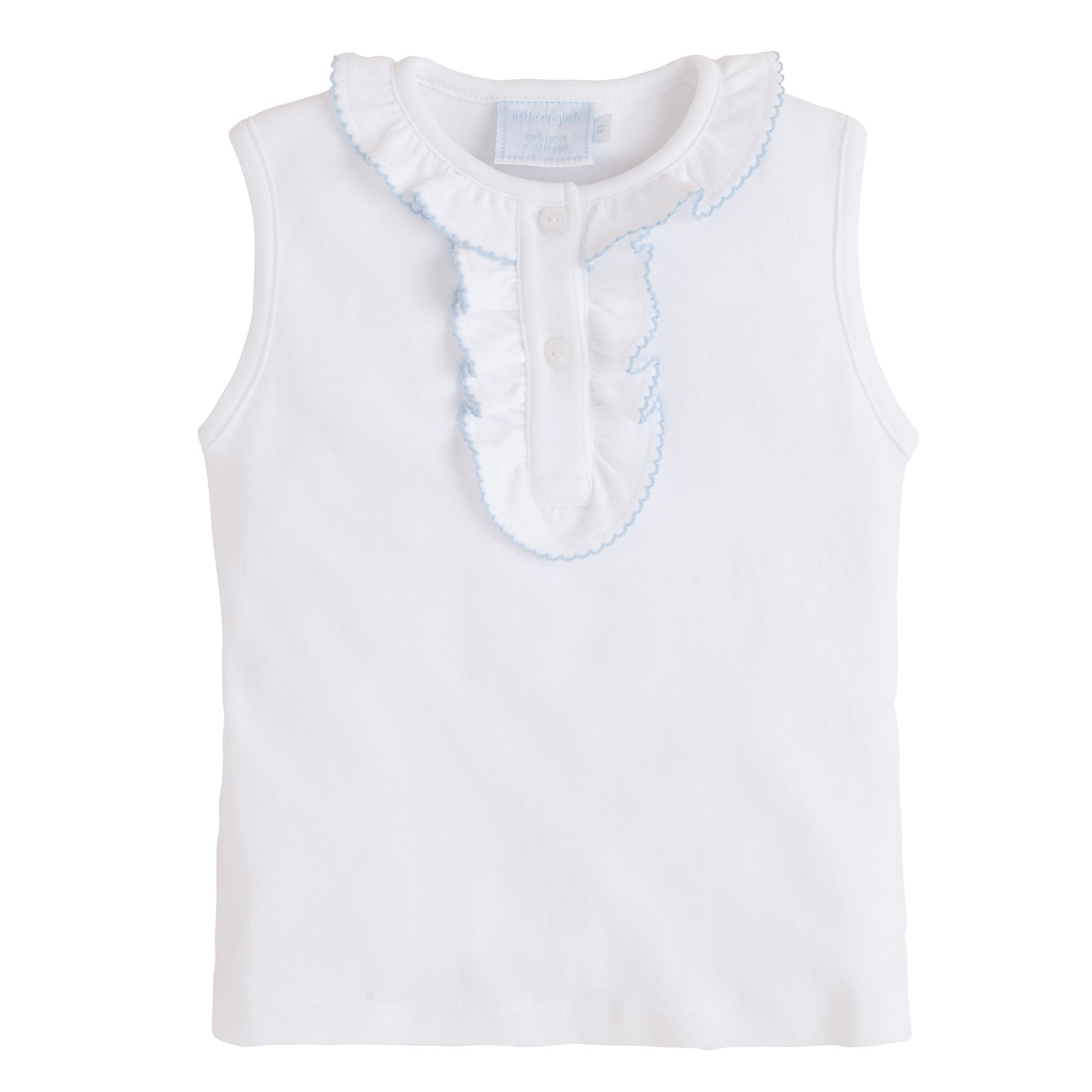 Ruffle Henley, Light Blue