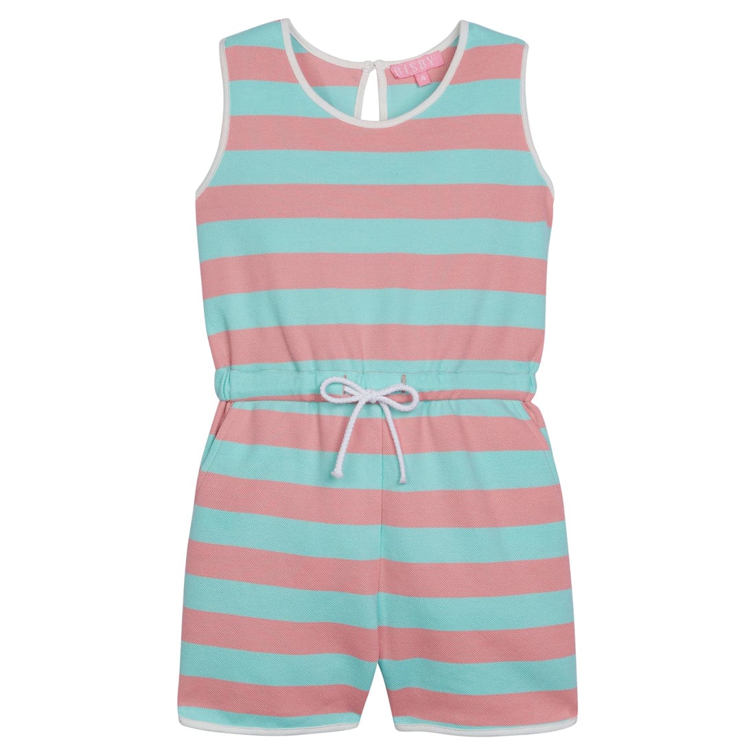 Rugby Romper, Salmon & Aqua Stripe