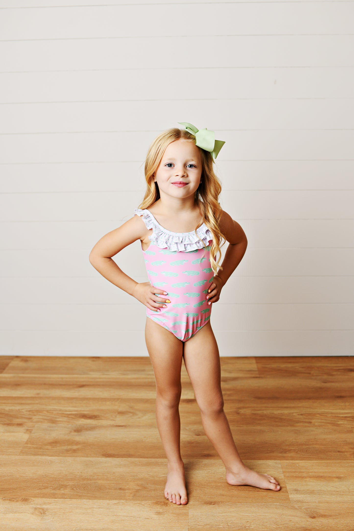Pink Alligator Ruffle Swimsuit