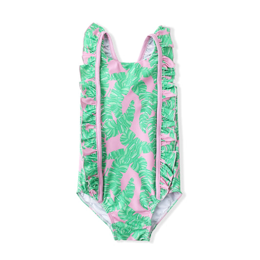 Palm Breeze Ruffle One Piece Swimsuit