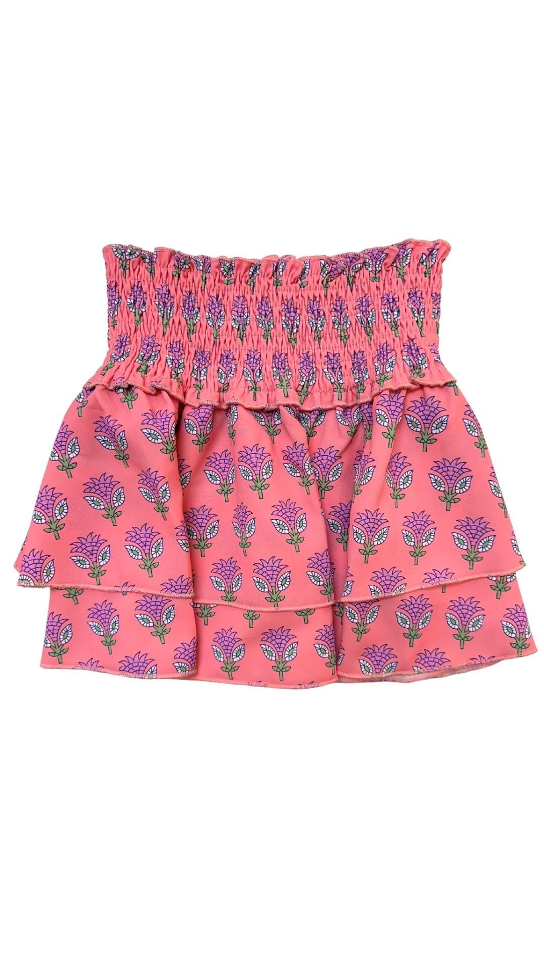 Scottie Skirt, Coral Block Print