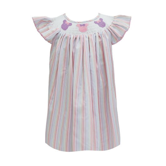 Smocked Mouse Stripe Bishop Dress