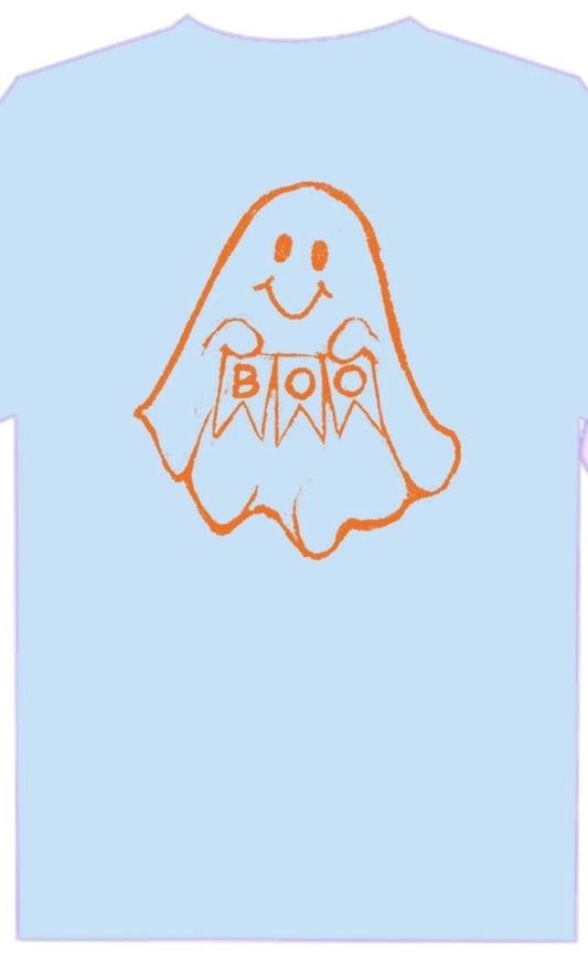 BOO Ghost Shirt, Light Blue Short Sleeve