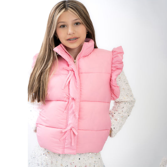 Pink Bows Puffer Vest