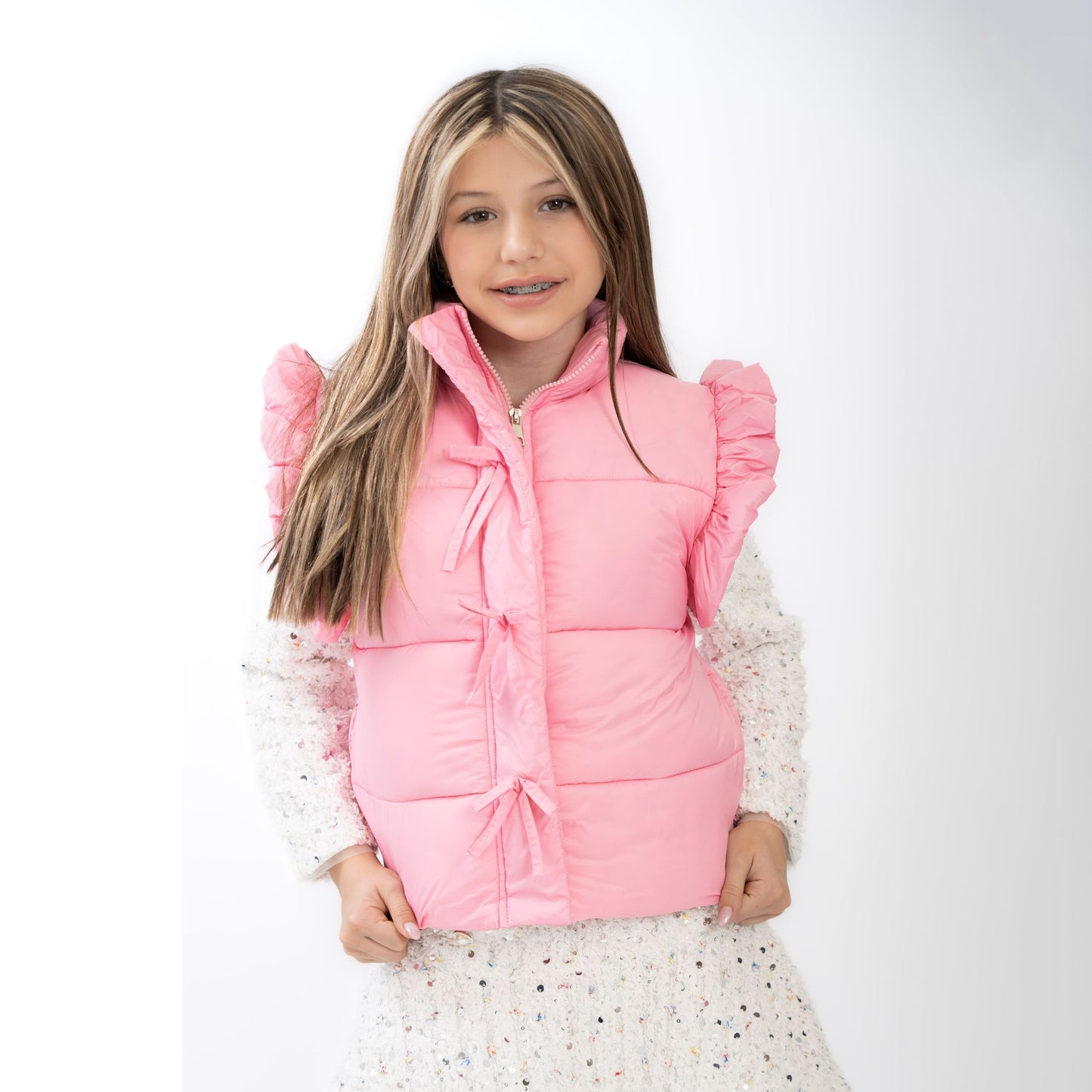 Pink Bows Puffer Vest