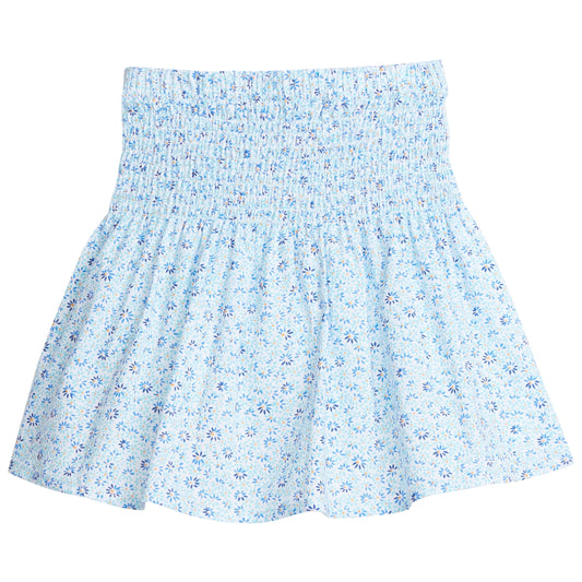 Shirred Circle Skirt, Blue Daisy