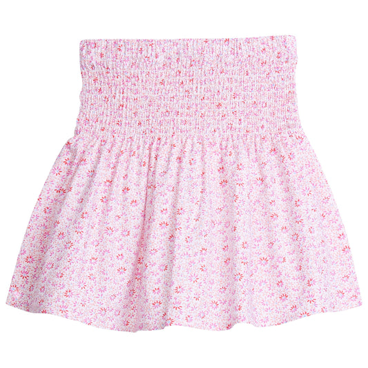 Shirred Circle Skirt, Pink Daisy